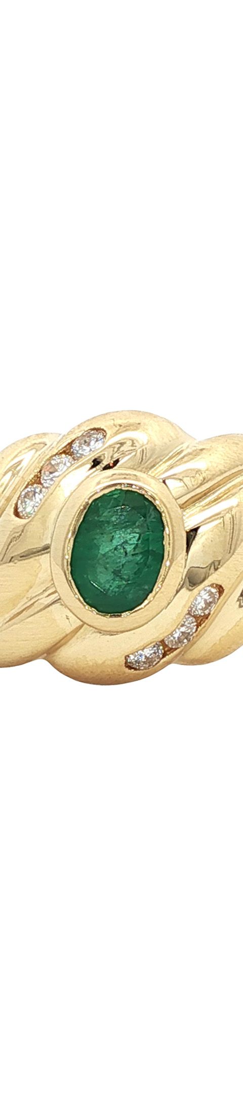 Vintage 18K Gold Ring with Emerald and Moissanite
